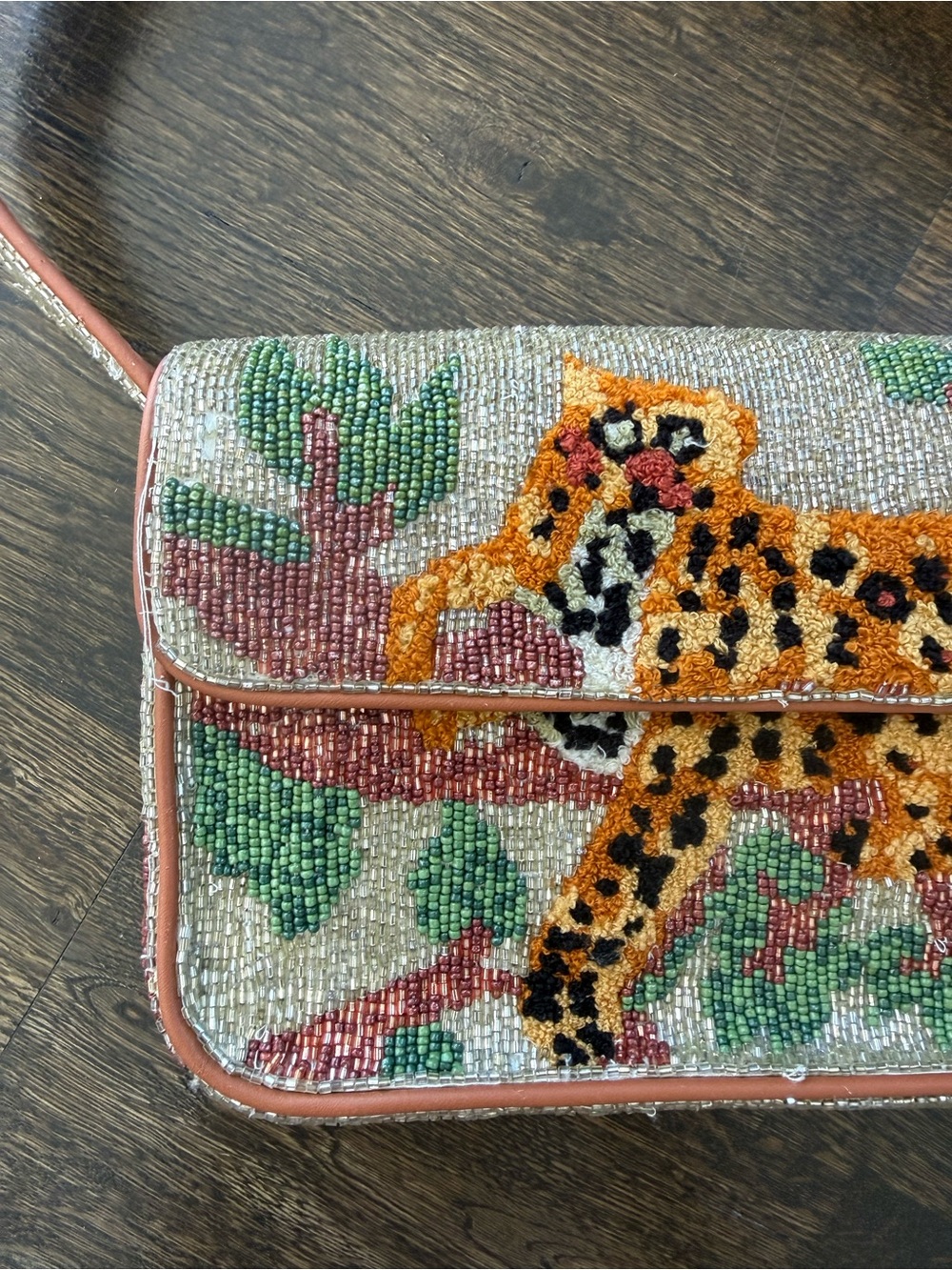 Staud Tommy Jungle Leopard 🐆 Beaded Bag - Picture 3 of 7